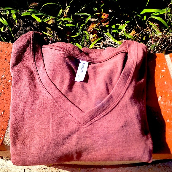 🚫Gifted Athleta soft v neck t shirt in mauve dusty brown pink soft modal sz S - Picture 8 of 8